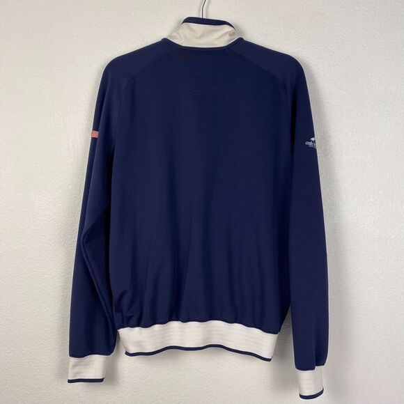F&G Tech Golf Jacket Sweater Full Zip Size‎ M Blue White Pockets Logo - Picture 2 of 15